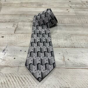 Mercedes Black Gray Patterned Men's Tie Extra Long Hand Made